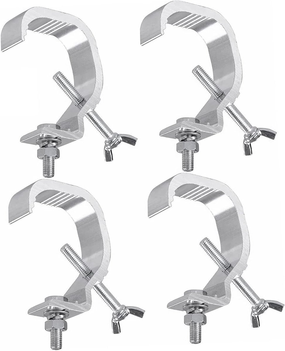 Verstelbare Truss O Klemmen voor Verlichting, Set van 4, Geschikt voor DJ's, Theaters en Nachtclubs, Stevige Aluminium Beugels met Antislip Ontwerp