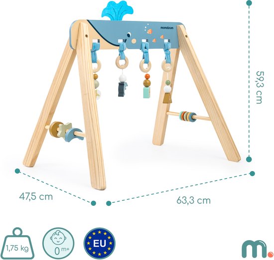 Mamabrum Houten Baby Gym Montessori - Oceaan Thema - Sensorische Speelboog voor Baby’s van Mamabrum — afbeelding 2