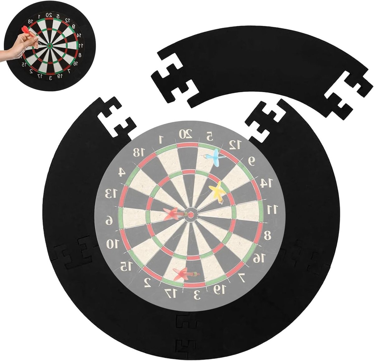 Dartboard Beschermring van 5 Stukken, Geluidsabsorberende EVA Dart Surround voor 45 cm Dartbord, Wandbescherming en Dartspeelaccessoires