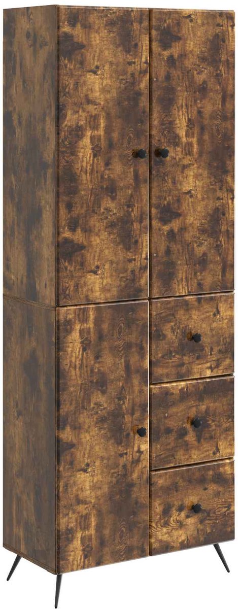 vidaXL Kast - Set - 2 - st - Gerookt - eiken - Bewerkt - hout Gerookt eiken