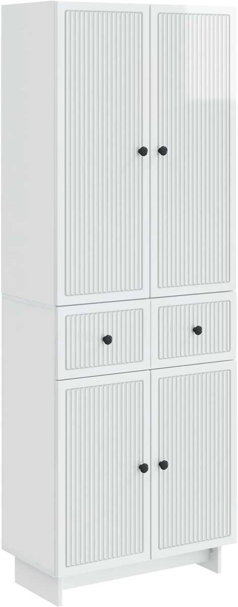 vidaXL Kast - Set - 2 - st - Bewerkt - hout Hoogglans wit