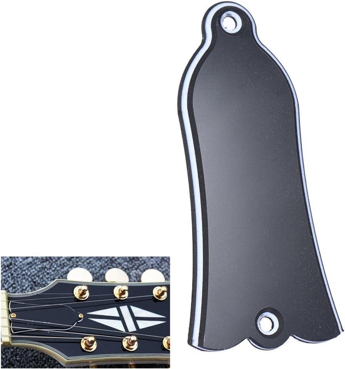 Truss Rod Cover voor Gitaar met 2 Gaten - PVC Binder voor Gibson LP, SG en Flying V - Zwart Bell-vormig Accessoire