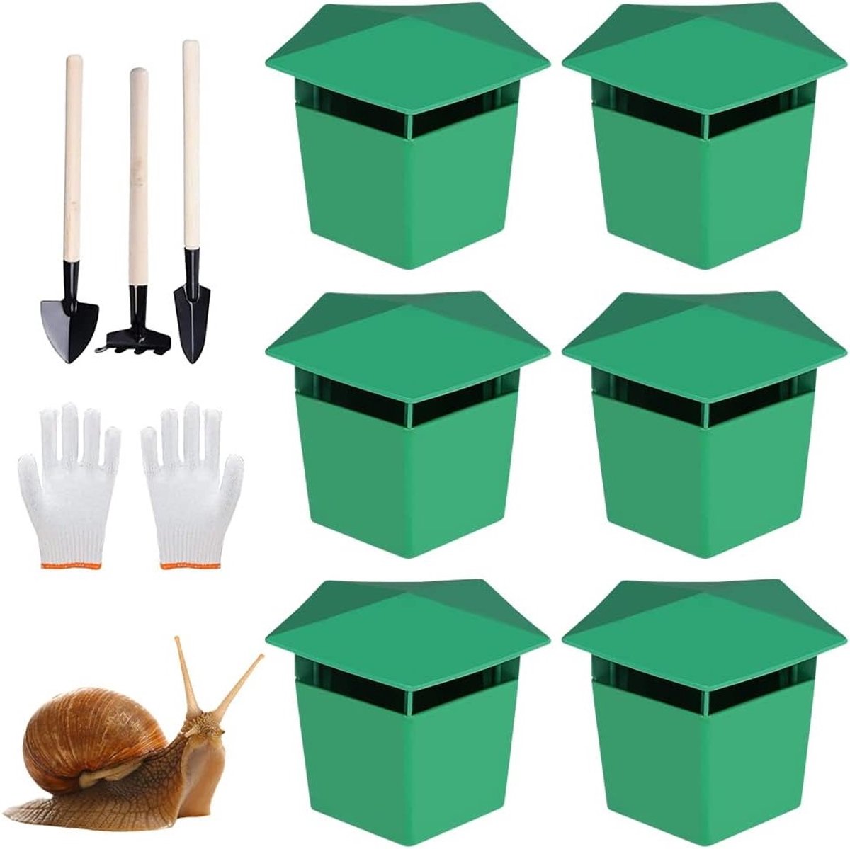 Effectieve Slakkenvallen Set van 6 met Graafgereedschap en Tuinhandschoenen voor Slakkenbestrijding