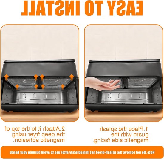 Splash guard voor air fryer 8.5 l/10 l, roestvrij en hittebestendig tot 230 °C, ideaal voor veilig frituren en koken van splash — afbeelding 3