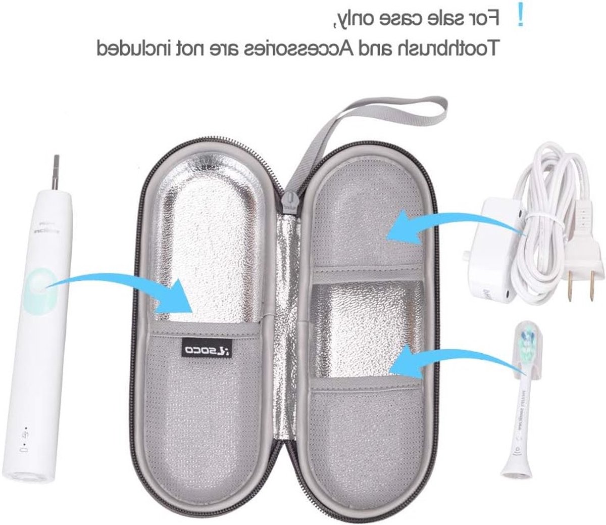 Reisopbergcase voor Elektrische Tandenborstels - Geschikt voor Oral-B, Philips Sonicare en Xiaomi met Oplader Accessoires — afbeelding 5