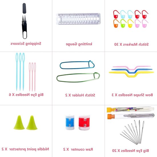 Haakset voor Beginners en Volwassenen, 122-delige Haakset met Haaknaalden, Breiaccessoires en Pennenhouder voor Creatieve Projecten — afbeelding 2