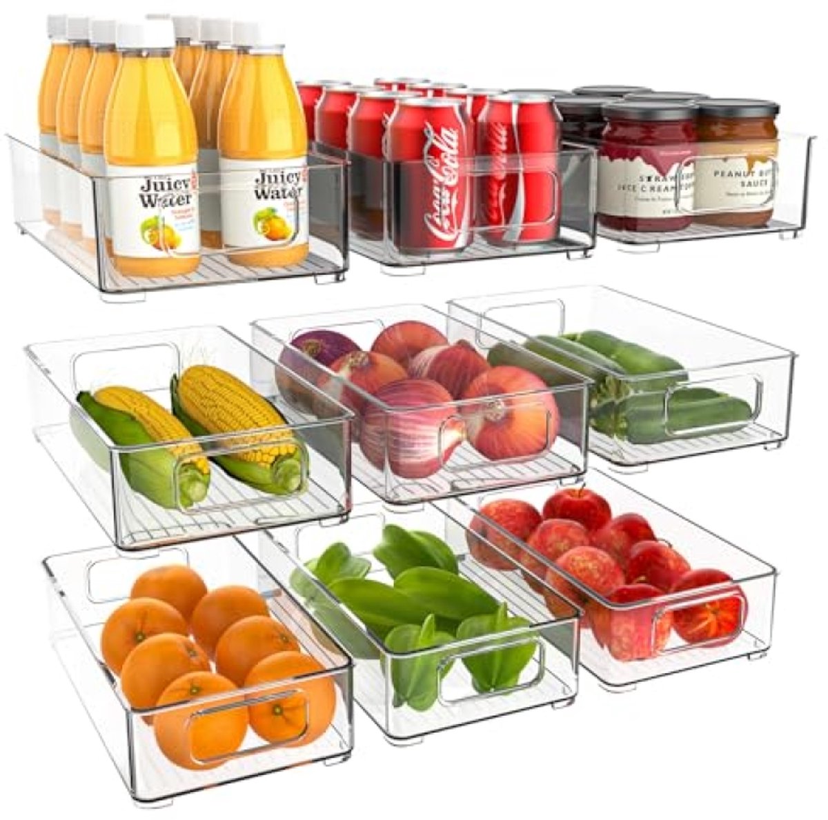 Stapelbare Koelkast-organizer - Transparante Opbergdozen voor Keuken en Kasten (9 Stuks)