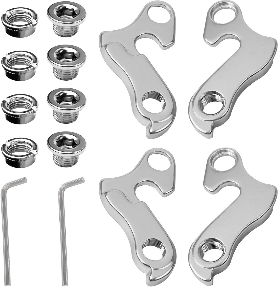 Set van 4 aluminium fiets achterderailleur hangers, compatibel met Shimano en Cube, inclusief 8 schroeven voor eenvoudige montage en optimale prestaties