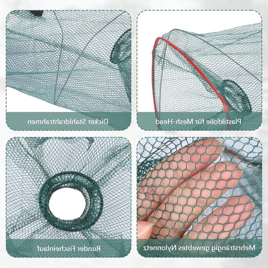 Vouwbare Visval voor Riviergebruik - Rectangulaire Hengelbak van Nylon en Gegalvaniseerd Staal (46x22x22cm) met 4 Herbruikbare Vissen — afbeelding 2