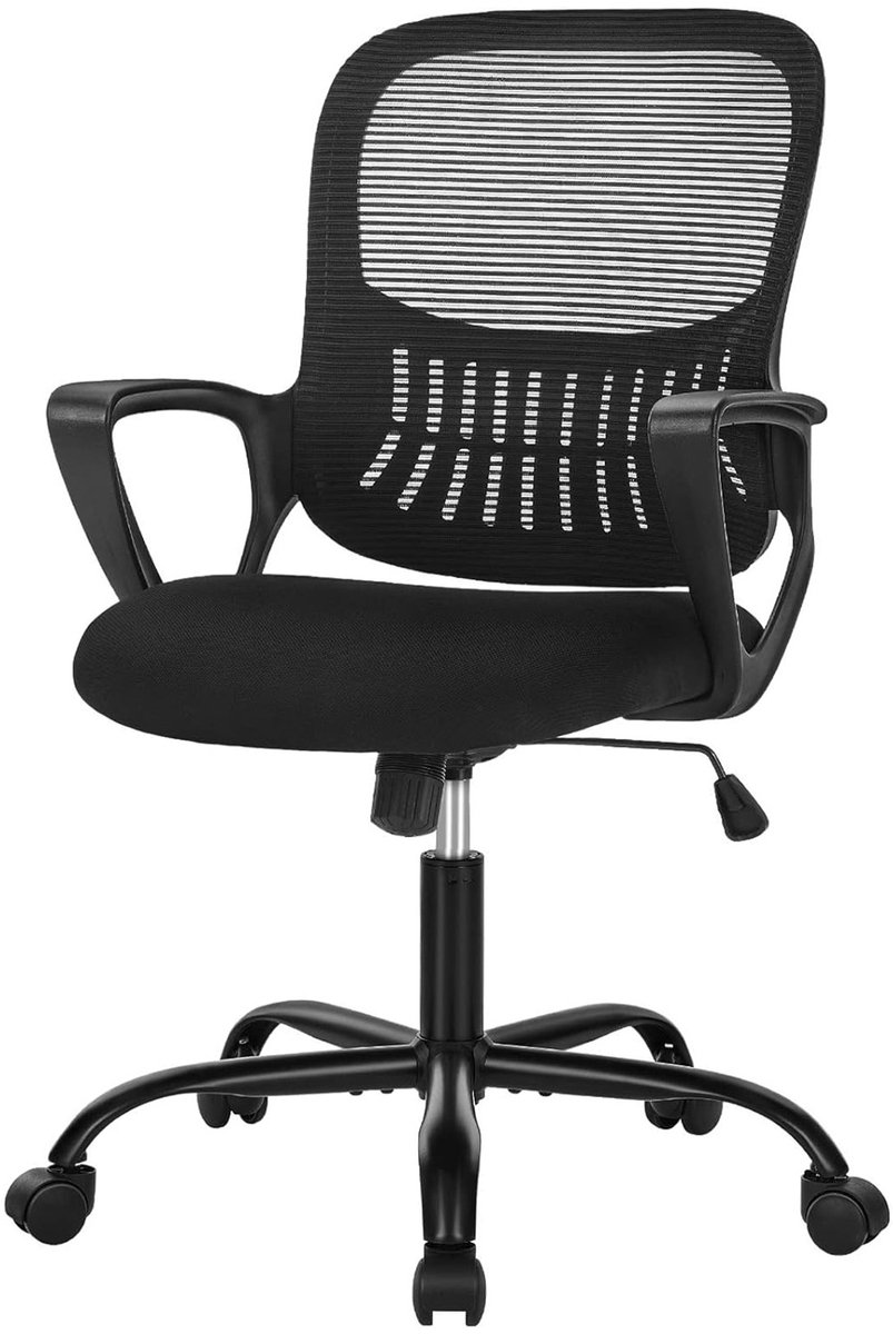 Ergonomische Bureaustoel - Mesh Office Chair - In Hoogte Verstelbaar - Vaste Armleuningen - 113 kg Draagvermogen