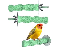 JeiibrZui Natuurlijke Vogelzitstangen Set - Groen - 2 Stuks - Snavel En Klauw Vijl Voor Papegaaien En Parkieten