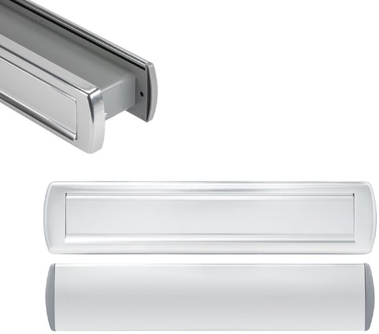 AXA Brievenbus Briefplaat met Tochtklep (model Curve Plus) Aluminium glad: Geluidsdempend en tocht- en waterdicht (340 x 74 mm)