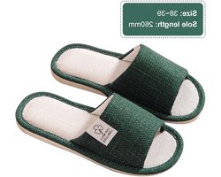 Comfortabele en ademende slippers voor heren en dames van katoen en linnen, wasbare antislip binnenslippers voor thuis, hotel en spa in de lente en zomer