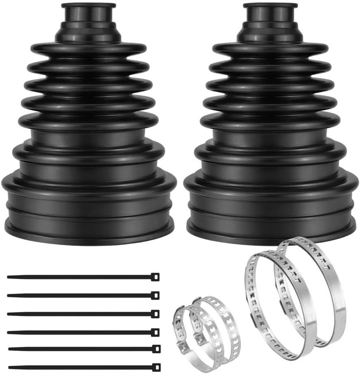 Universele Reparatieset voor Flexibele Siliconen Aandrijfasmanchetten, Geschikt voor 19-24 mm Assen met 4 Klemmen en 6 Kabelbinders, 2 Stuks, Duurzaam en Betrouwbaar