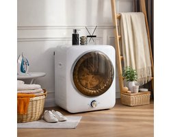 Mini Trommeldroger 3 Kg - 1350W Afvoerdroger Met 8 Programma's, NTC Sensor, Wandmontage - Wit