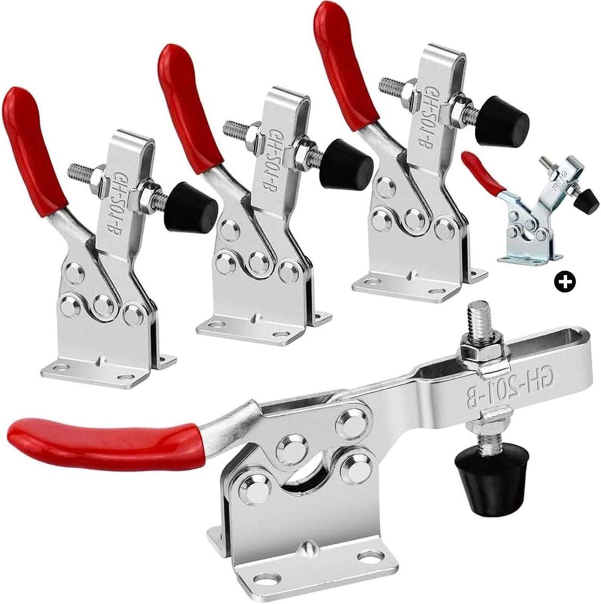 Instelbare Kniehendelspanners - 4 Stuks | Horizontaal met Toggle Klem | Geschikt voor Lassen en Machinebediening