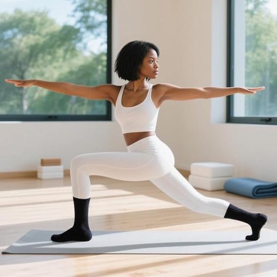 4 Paar - Dames Antislip Yoga Pilates Sokken - Zwart - Antislip sokken - Polyester - Ademend sokken - Yoga Sokken - Voor Ballet, Dans, Fitness & Dagelijkse Workouts — afbeelding 3