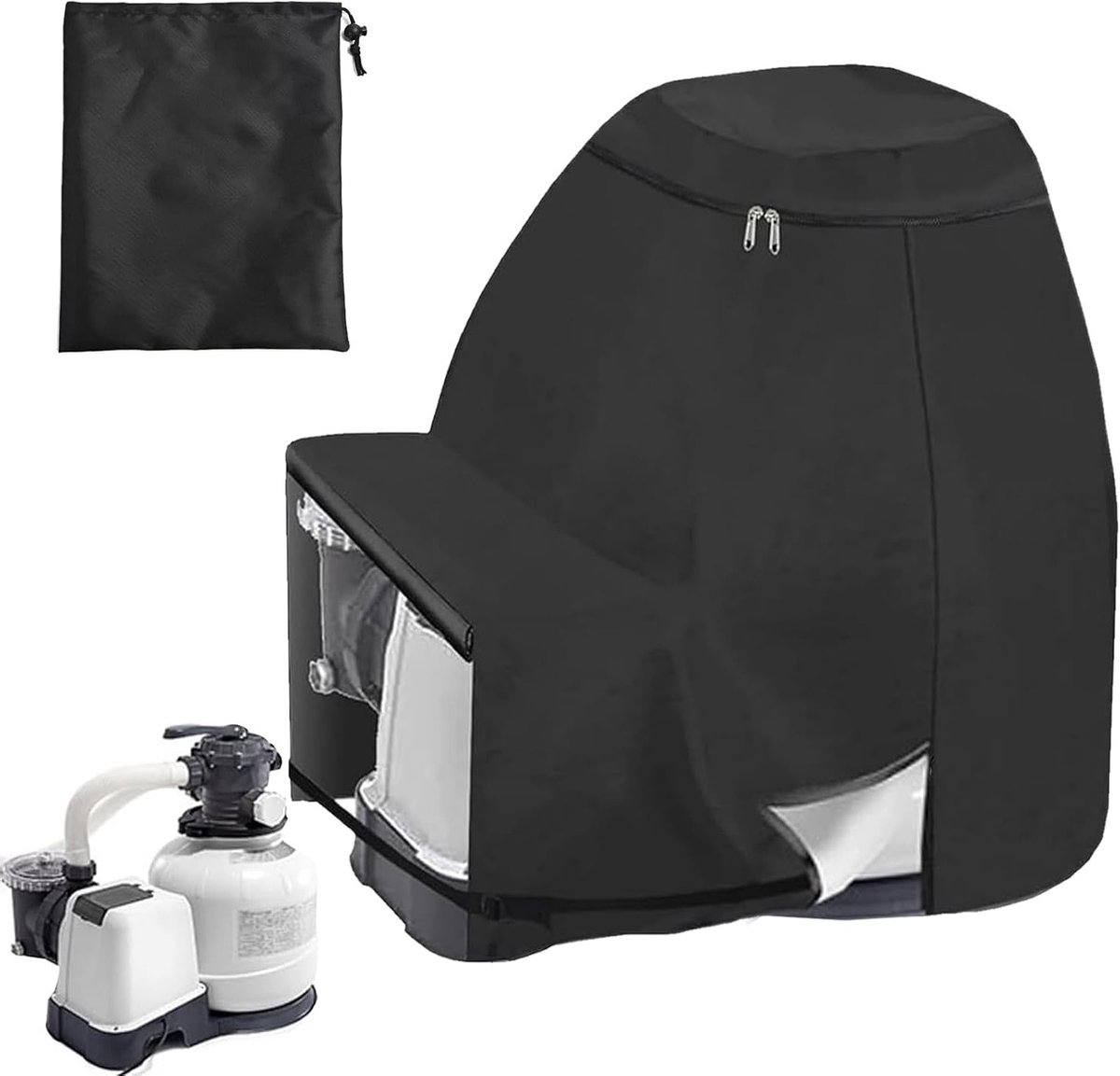 Zandfilter Afdekking - Pomp Beschermhoes - Zwembad Onderhoud - Verstelbaar Trekkoord - 70 x 65 x 55 cm - Zwart