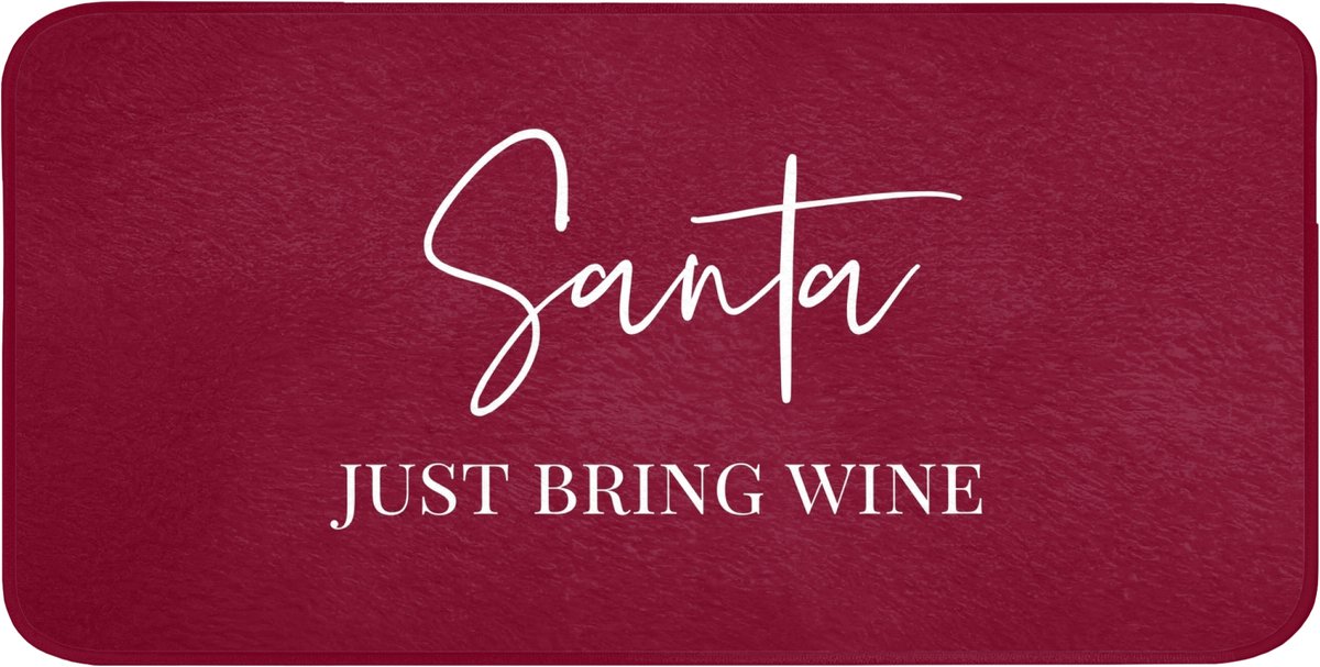 Badmat 120x60 cm - Antislip - Santa - Wine - Rood - Kerst - Kerstman - Badmatten voor badkamer - Badkamermat - Douchemat - Badkamer mat