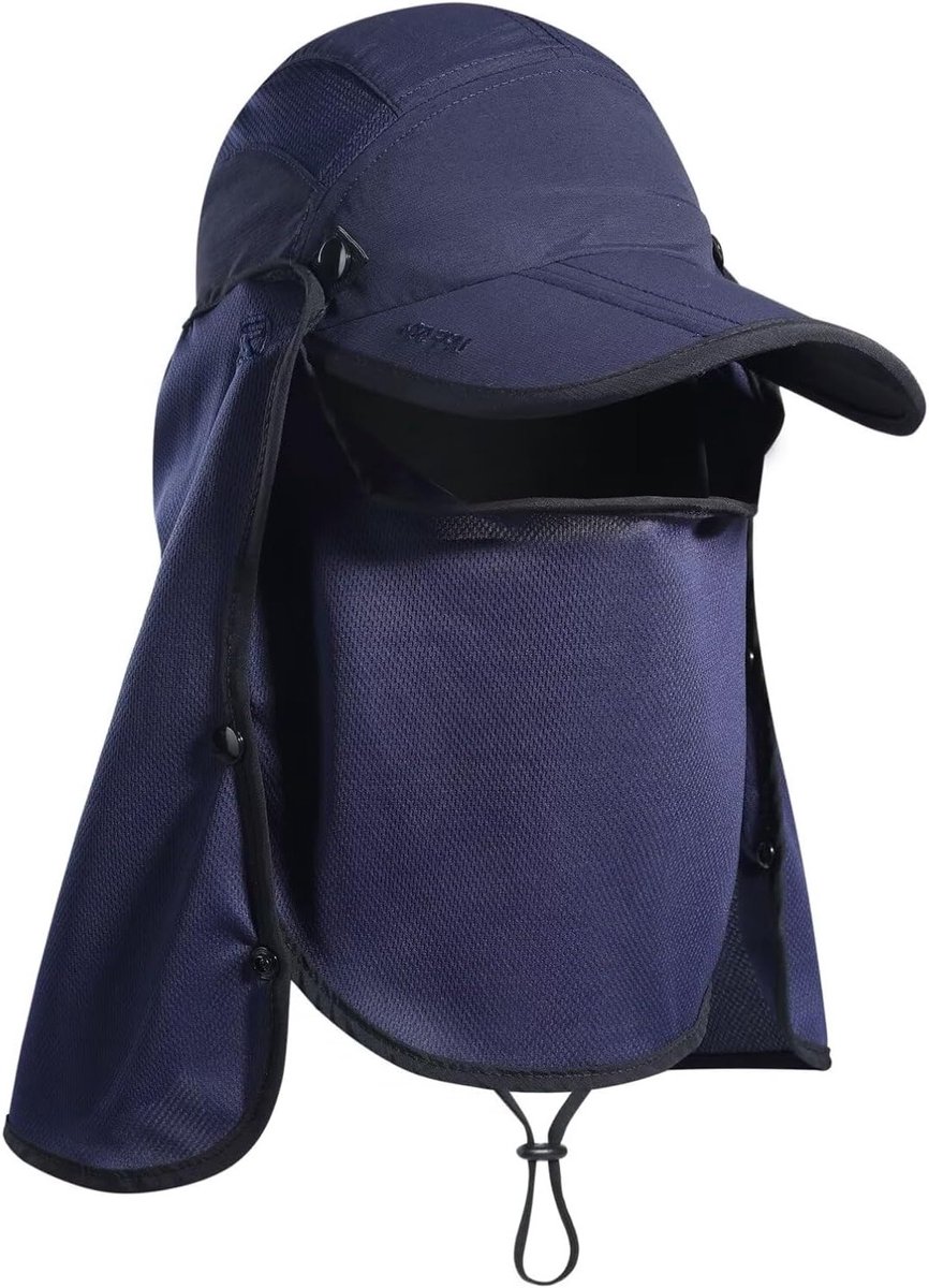 Vouwbare Vispet met Nekflap, UPF 50+ Zonbescherming, Winddicht en Verstelbaar Ontwerp voor Comfortabel Vissen