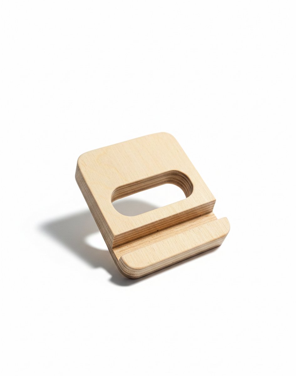 Houten Telefoon & Tablet Houder | Universele Standaard voor iPad en Smartphone | Berkenhout | Naturel | 10x8 cm — cadeau in Telefoon & Tablet - foto 2