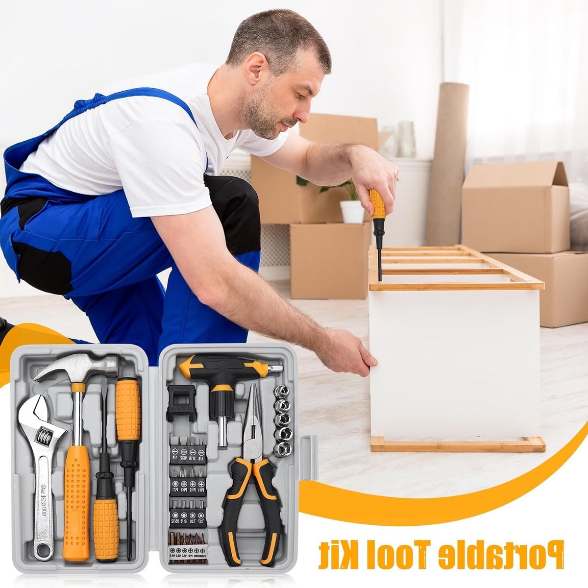 Compacte Handgereedschapset voor Huishoudelijke Klussen, Draagbare Gereedschapskoffer met Essentiële Tools voor Thuis en Kantoor — cadeau in Gereedschap - foto 2