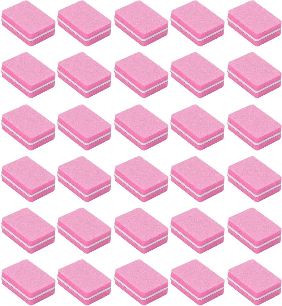 Mini Schuurblokken voor Nagels - 30 Stuks Polijst- en Vijlset voor Manicure en Pedicure - Professionele Nagelverzorging en Nagelkunst Gereedschap voor Thuis en Salon (Roze)