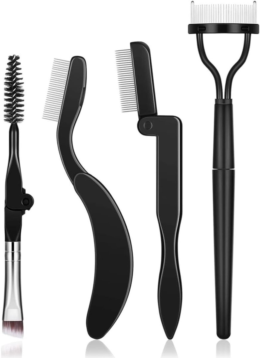 Wimperscheiders en wenkbrauwborstel set met dubbel uiteinde, ideaal voor make-up en wimperverzorging