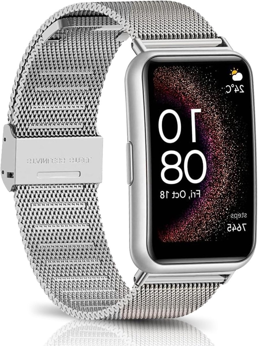 Ademend Vervangband voor Huawei Watch Fit - Woven RVS Mesh Armband voor Mannen en Vrouwen, Stijlvol en Comfortabel, Geschikt voor Sport en Dagelijks Gebruik