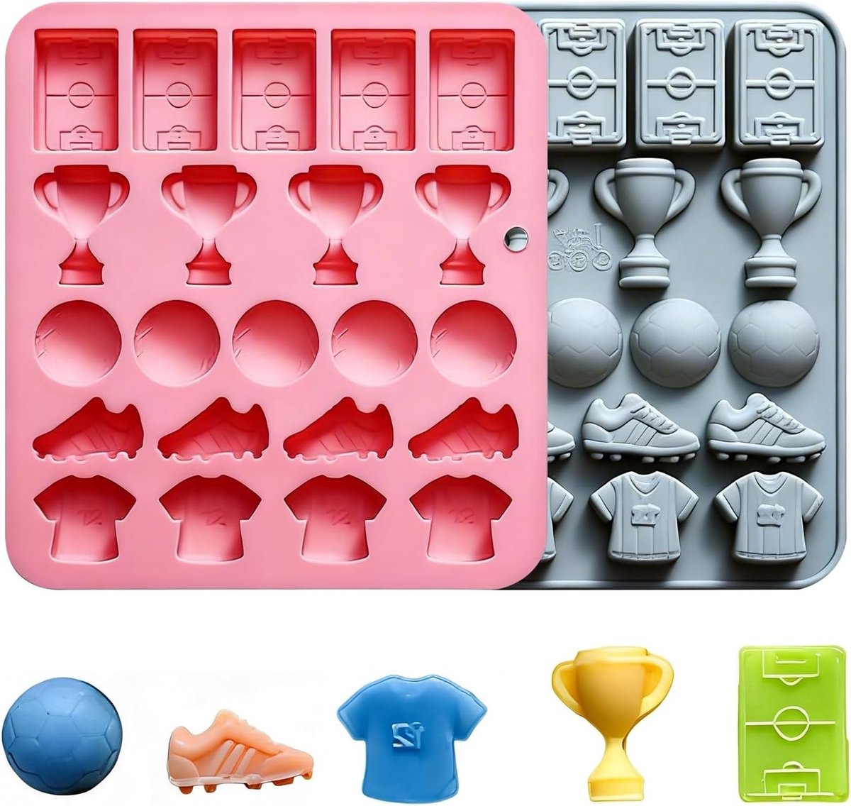 Voetbal Silicone Chocolade Mallen, 22 Vormen voor Chocolade, Snoep en Jelly, Antiaanbak Mallen voor Creatieve Bakprojecten