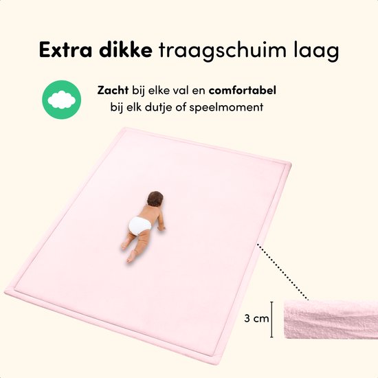 Speelmat Baby XXL - Speelkleed met Traagschuim - Fluweelzacht Speeltapijt - 200x150x3 cm - Roze — afbeelding 5