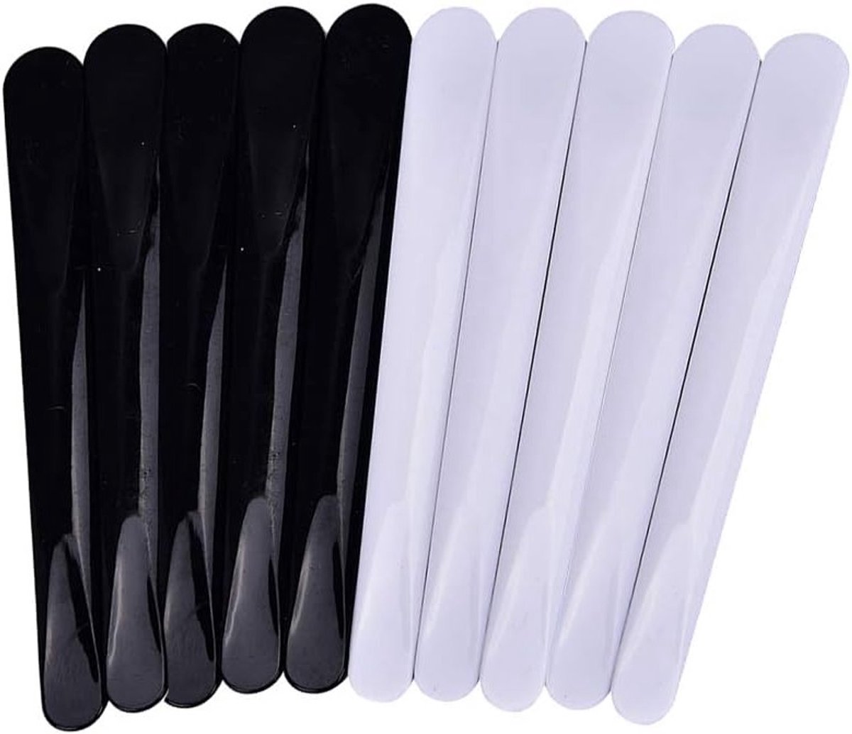 Set van 10 Cosmetische Spatula's - Ideaal voor Gezichtsmaskers, Crèmes en Make-up Toepassingen (Wit en Zwart)