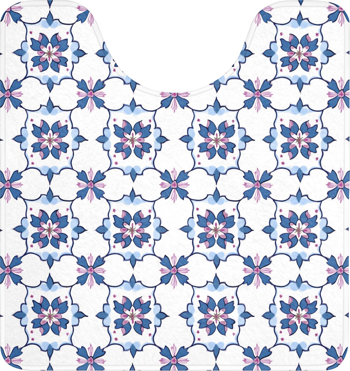 WC mat met uitsparing 55x60 cm - Antislip - Modern - Patroon - Blauw - Roze - Toiletmat me
