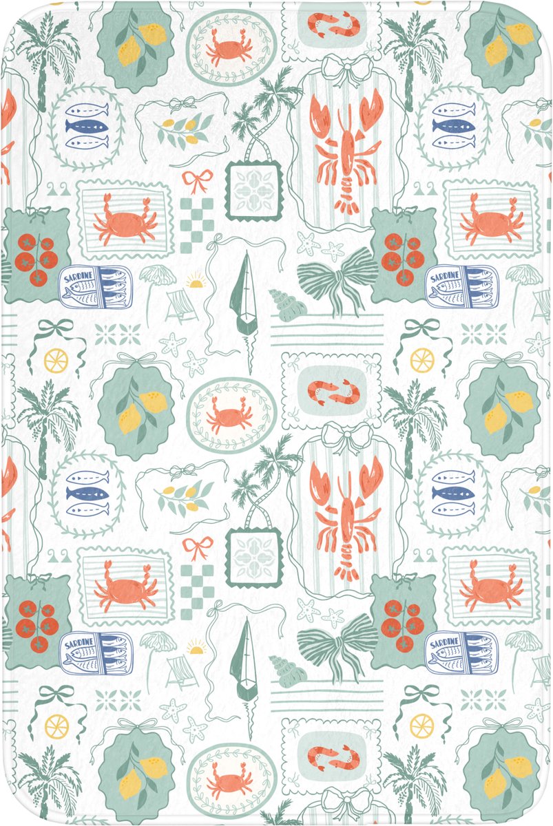 WC mat 60x90 cm - Antislip - Patroon - Groen - Mediterraans - Toiletmat - Vloermat - Douch
