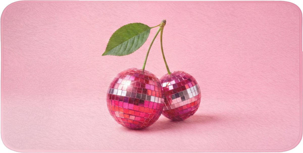 Badmat 120x60 cm - Antislip - Disco - Kersen - Roze - Badmatten voor badkamer - Badkamermat - Douchemat - Badkamer mat