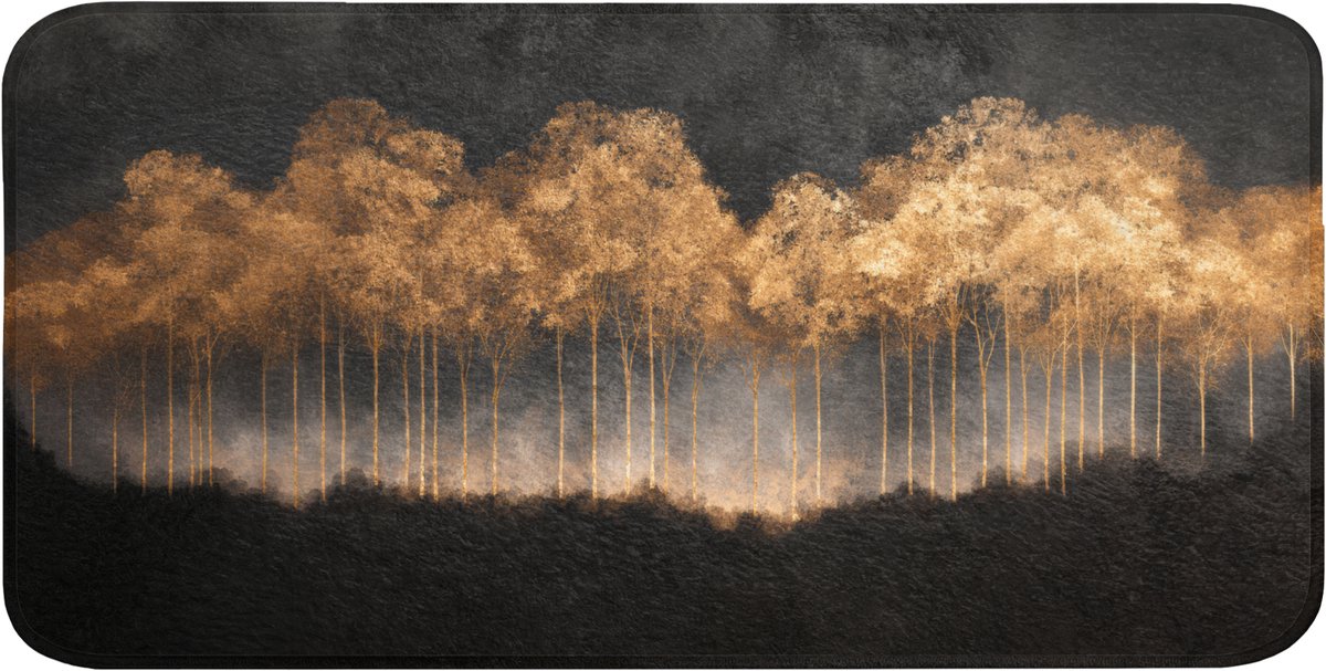 Badmat 120x60 cm - Antislip - Gouden Bomen in Mistig Landschap - Badmatten voor badkamer - Badkamermat - Douchemat - Badkamer mat