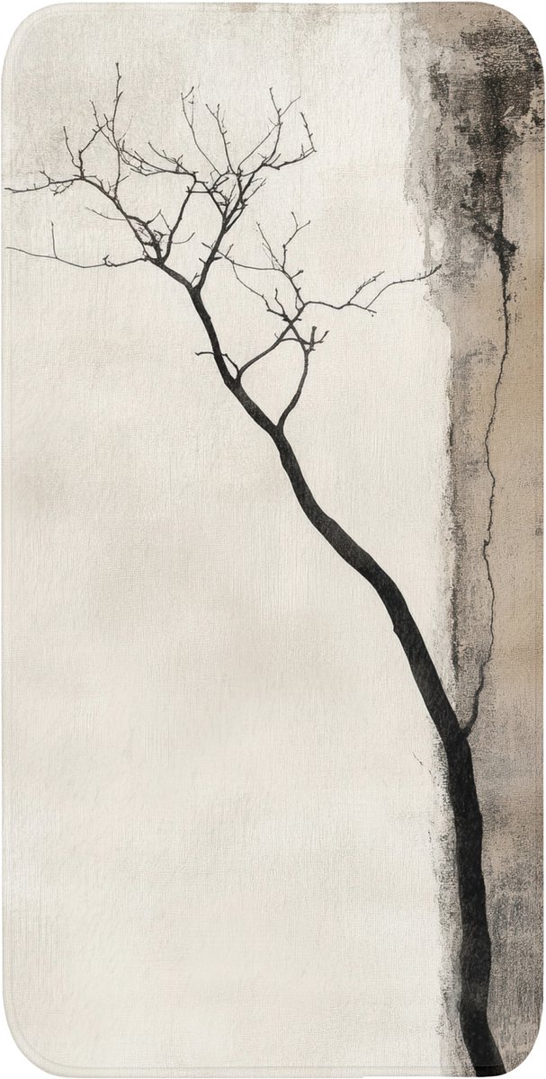 Badmat 60x120 cm - Antislip - Wabi sabi - Plant - Beige - Badmatten voor badkamer - Badkamermat - Douchemat - Badkamer mat