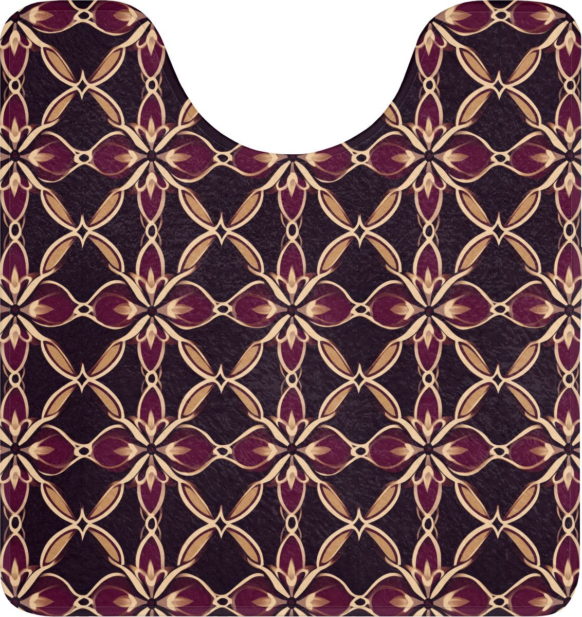 WC mat met uitsparing 55x60 cm - Antislip - Symmetrisch - Tegel - Burgundy - Toiletmat met