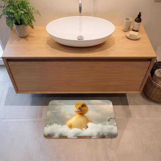 Badmat 60x40 cm - Antislip - Kuiken - Eend - Bad - Schuim - Dieren - Badmatten voor badkamer - Badkamermat - Douchemat - Badkamer mat