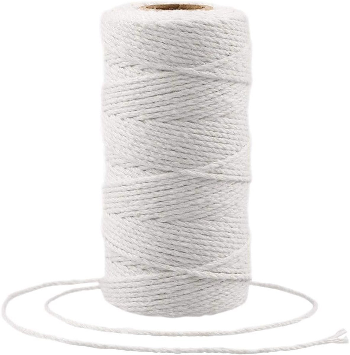 100m Wit Katoenen Touw van 2mm voor Bakken, Koken, DIY Kunst en Ambachten, Verpakken en Slagerswerk