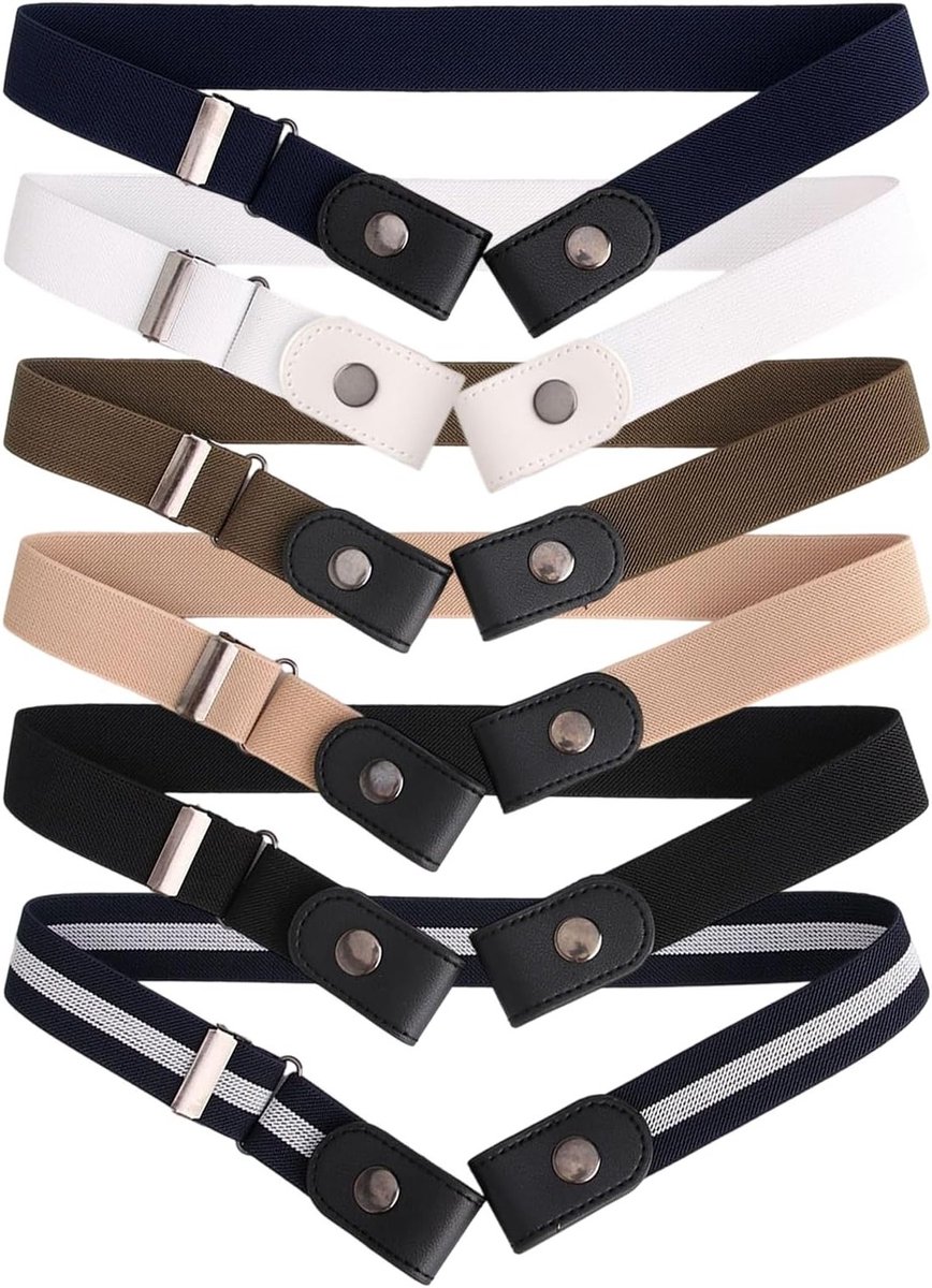 Verstelbare Elastische Riem zonder Gesp voor Dames en Heren, Ideaal voor Jeans en Kleding, 6 Kleuren Beschikbaar en Perfect voor Comfort en Stijl