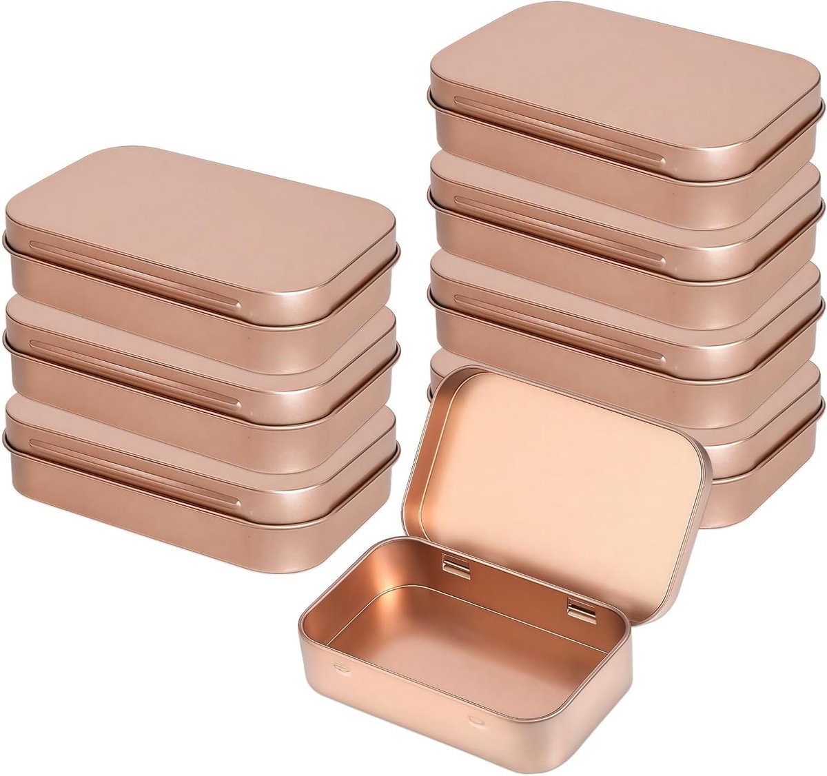 Kleine metalen opbergdozen met deksel, 9,5 x 6 x 2 cm, set van 8, ideaal voor snoep, sieraden en sleutels