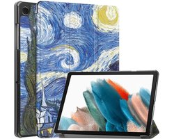 Tablet Hoes Geschikt voor Samsung Galaxy Tab A11 Plus / Tab A9 Plus | Book Case met Standaard | Kunstlederen Beschermhoes | Tri-fold | Sterren Nacht