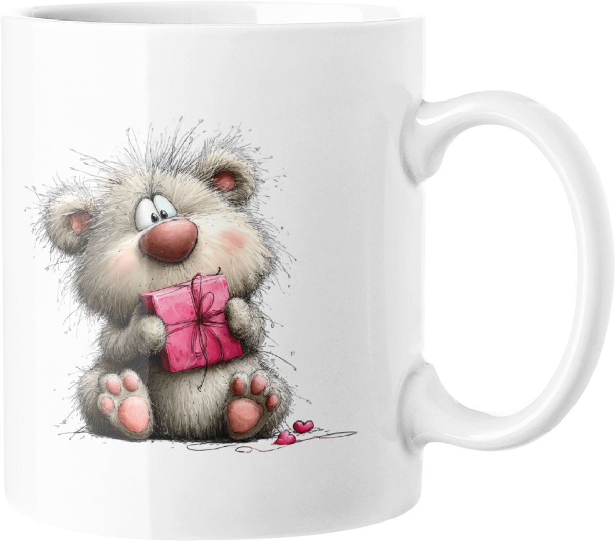 Schattige Teddybeer met Roze Geschenk Mok - Lief Cadeau Idee, 11oz Keramische Koffiekop