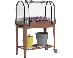 Verhoogde plantenbak van Outsunny - Metaal - 80x40x120cm - Bruin