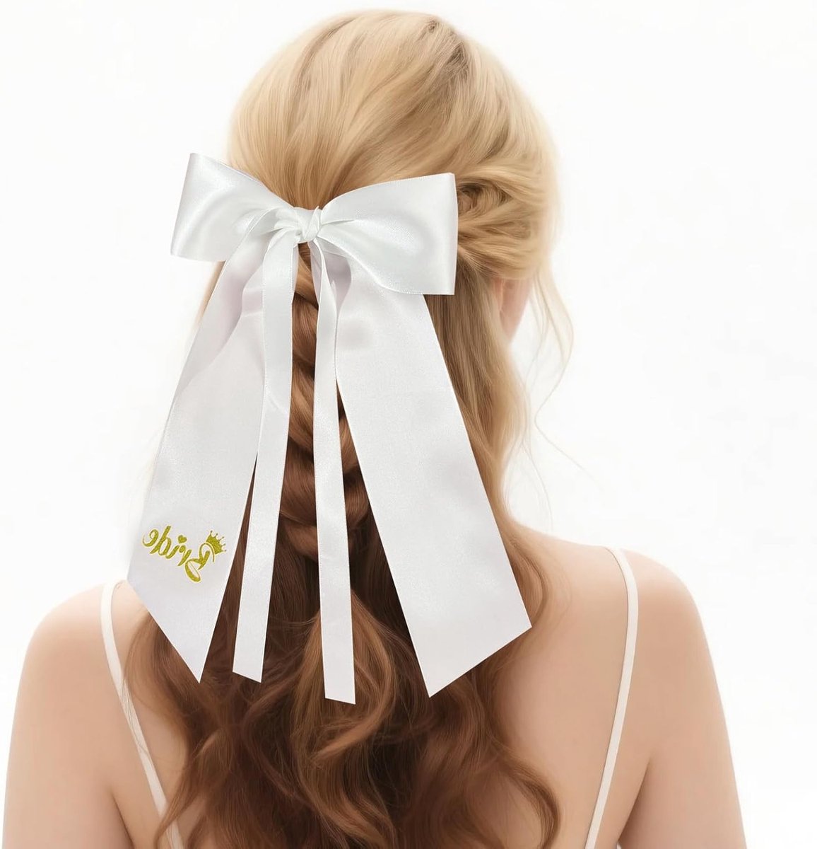 Zachte Satijnen Witte Haarstrik voor Bruiden - Haaraccessoires voor Verlovingsfeest en Bruiloft