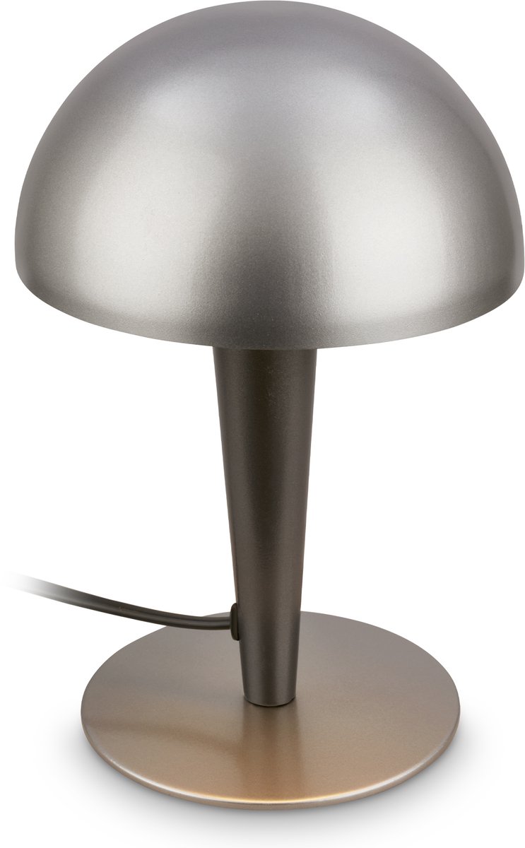 BRILONER Wanda - Tafellamp - met E14 fitting - met kabelschakelaar - bedlamp slaapkamer - woonkamer lamp - antraciet metallic - Ø15 x 22.5 cm