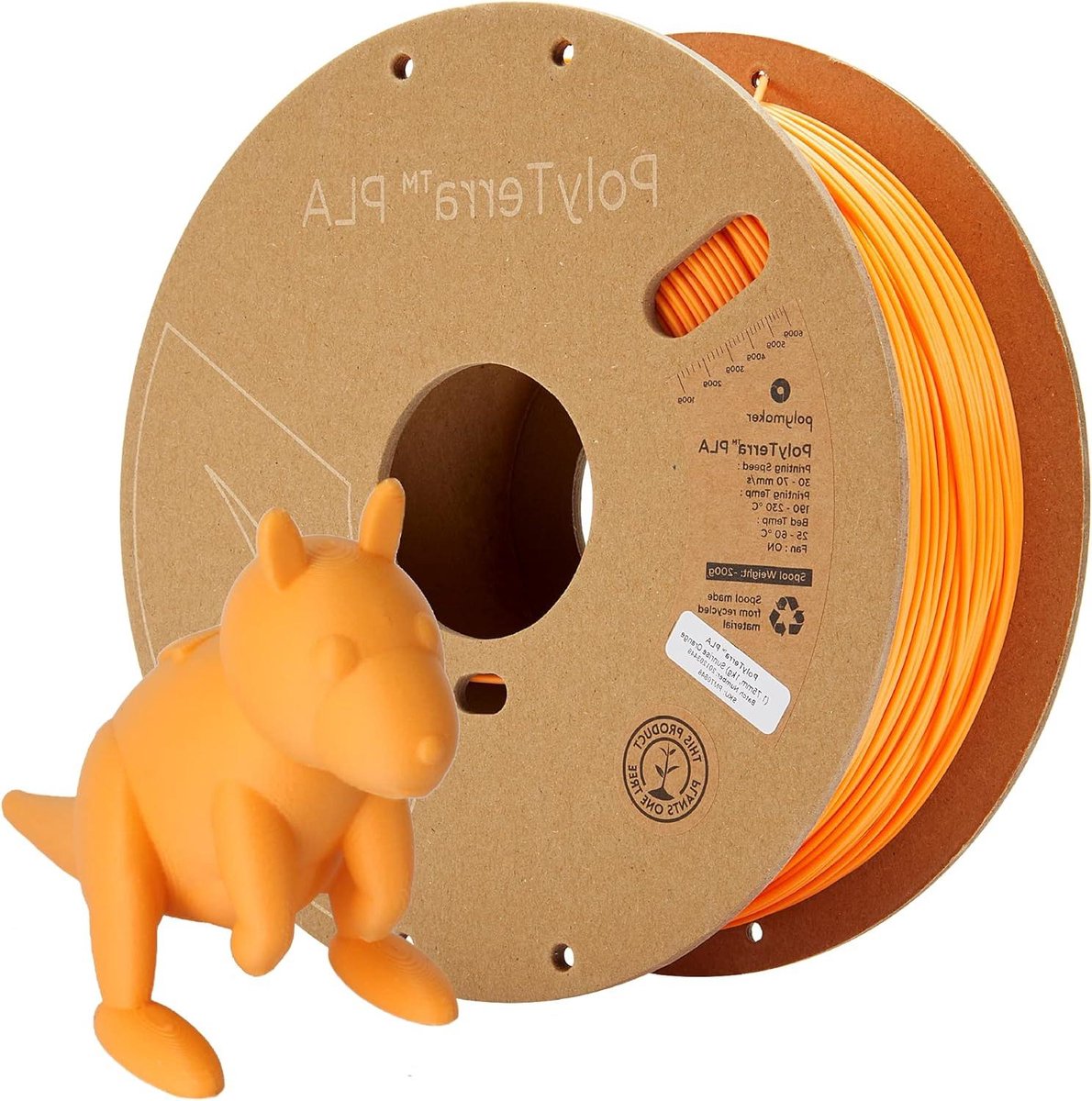 3D Print Filament - PLA Spoel - Modelbouw - Lager kunststofgehalte - 1.75 mm 1 kg - Oranje Mat