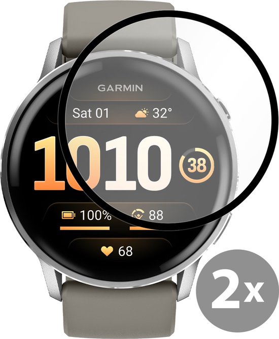 Garmin smartwatch met grijze band en een screenprotector.