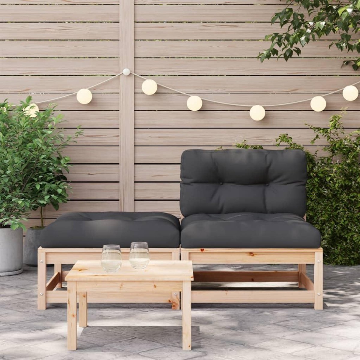 Tuinbank - Modulaire bank - Buiten ontspannen - Massief grenenhout - 140 x 70 cm - Antracietgrijs
